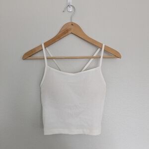 Women's White Ribbed Tank Top